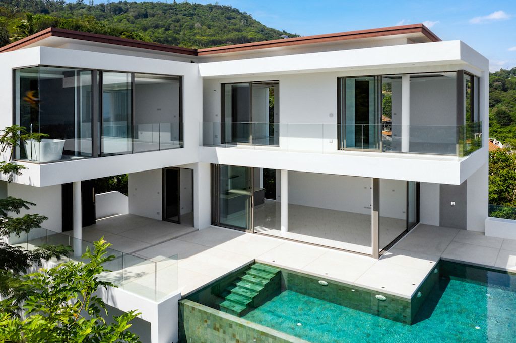 contemporary bophut sea view villa, koh samui