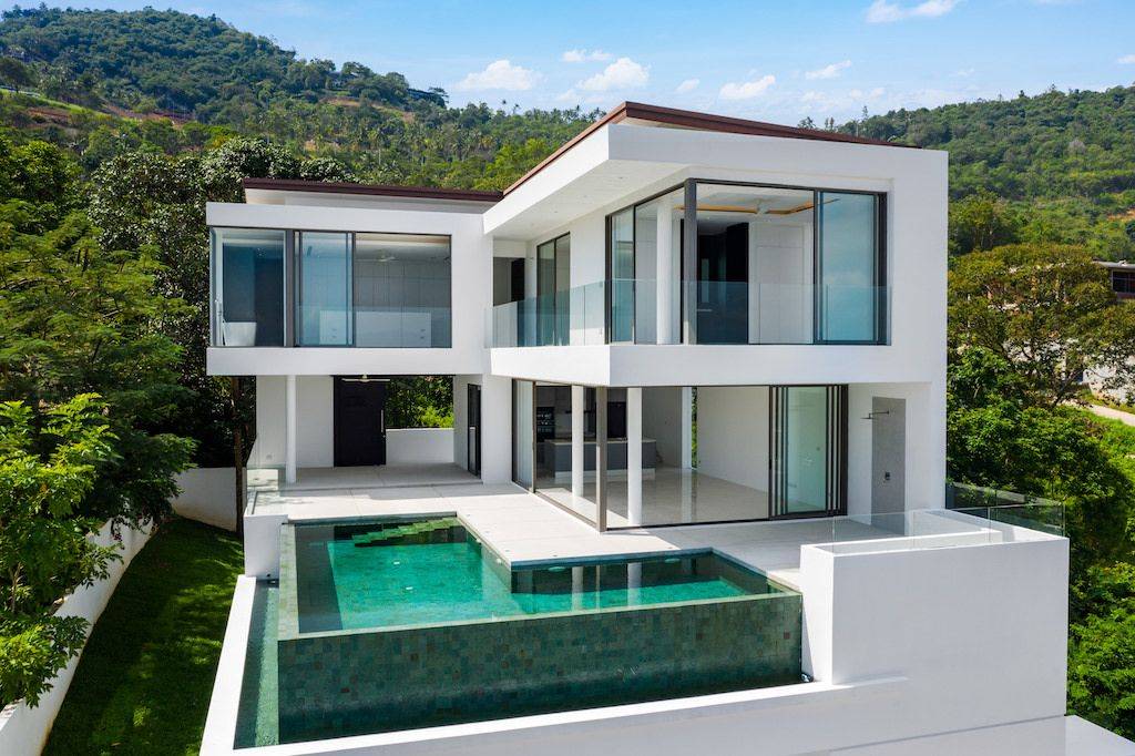 contemporary bophut sea view villa, koh samui