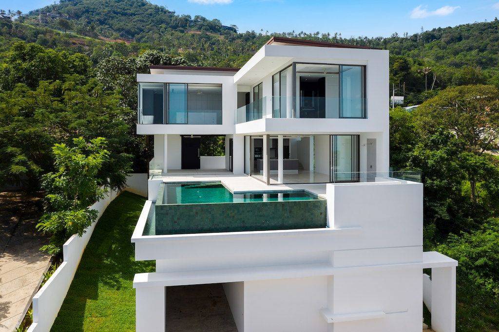 contemporary bophut sea view villa, koh samui