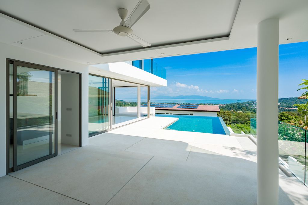 contemporary bophut sea view villa, koh samui