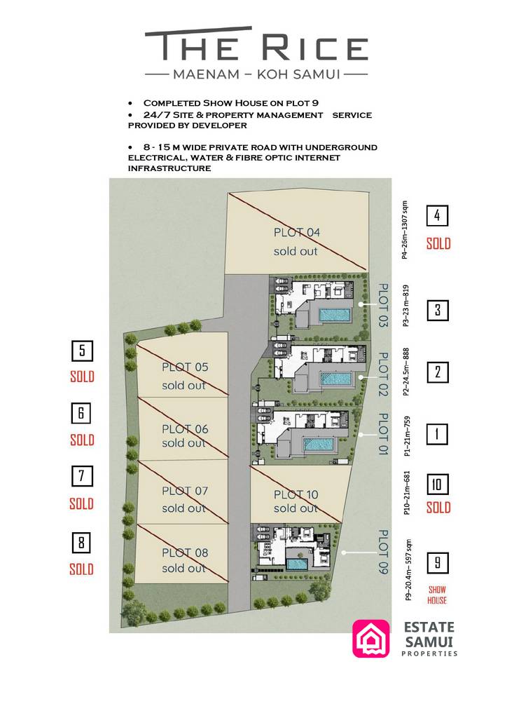 rice gardens villas for sale, koh samui