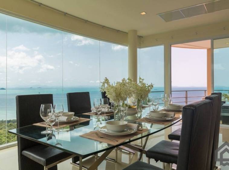 dining table with panoramic ocean view