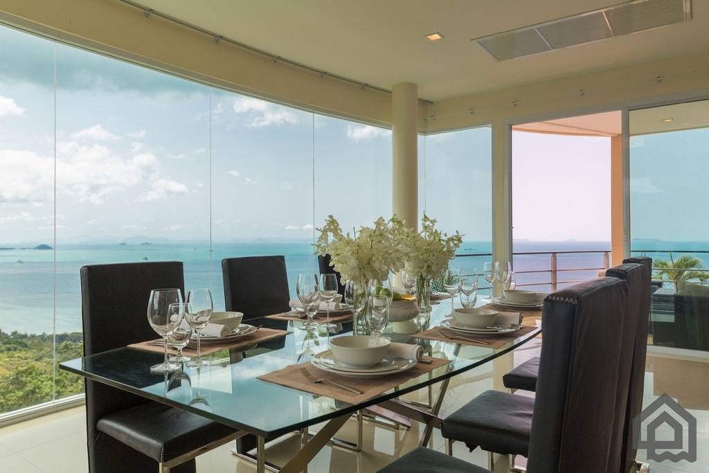 dining table with panoramic ocean view