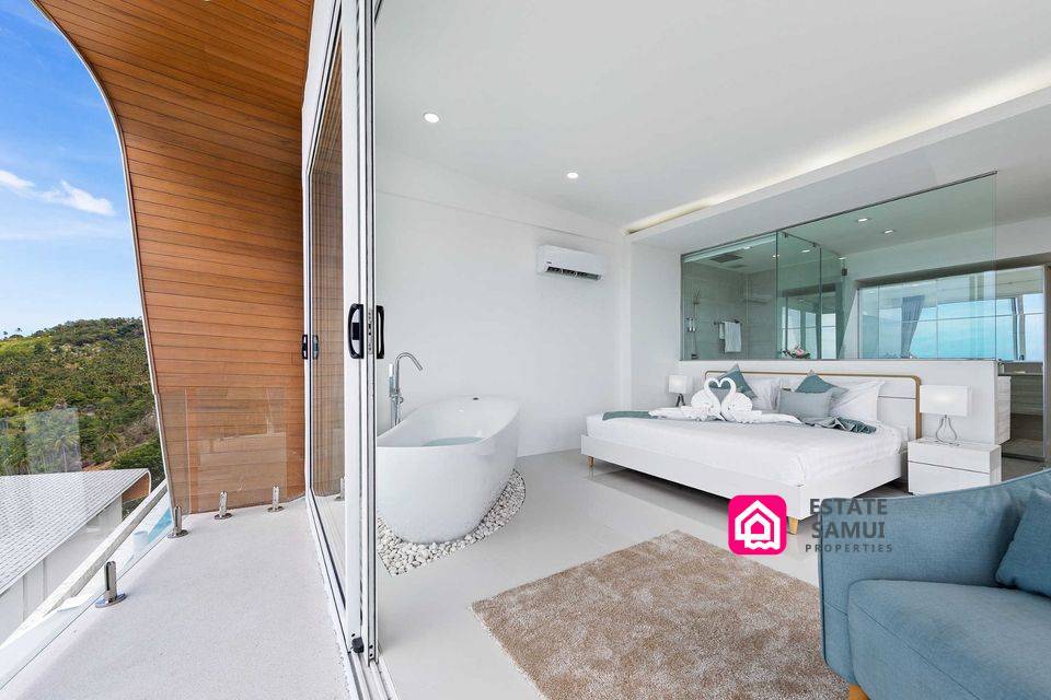 bedroom with free standing tub