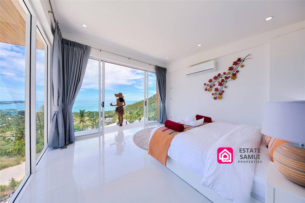 bedroom balcony overlooking ocean vistas