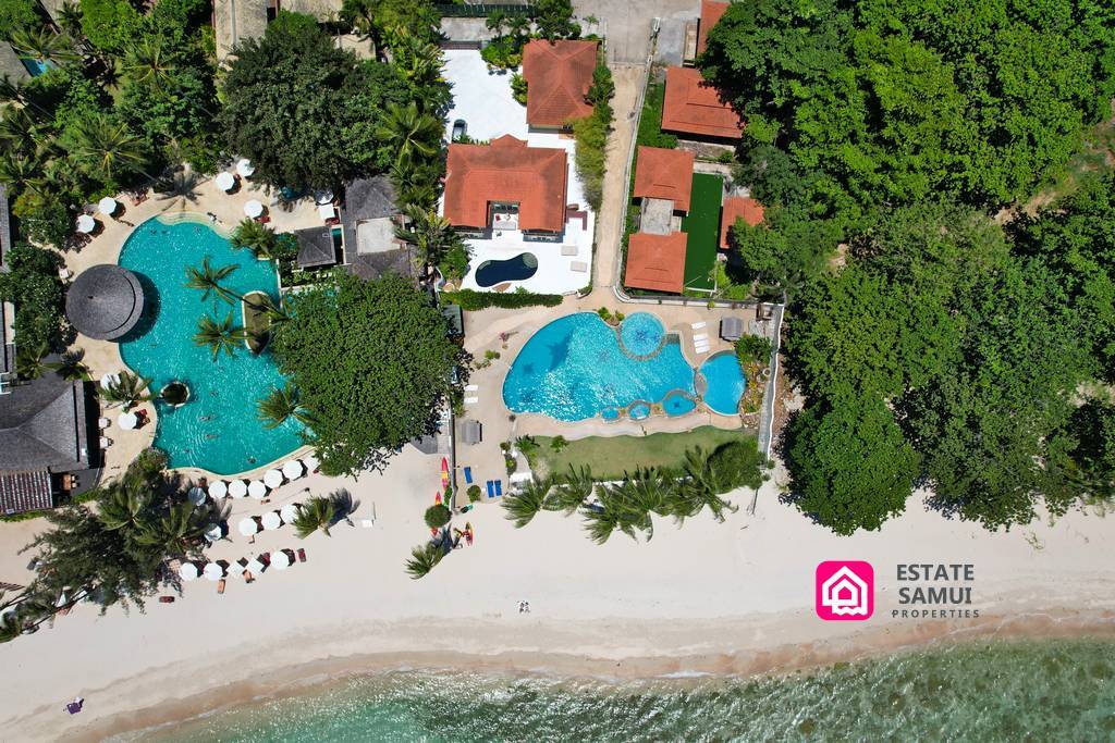 large communal pool on the beachfront