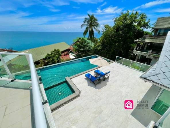 looking down to the pool
