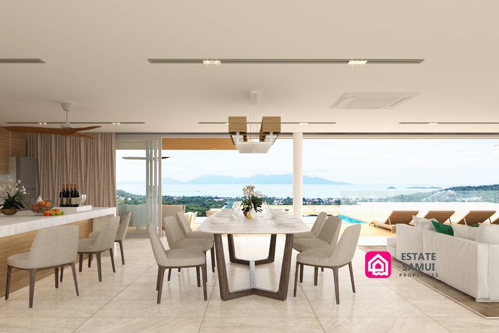 modern living room with sea views