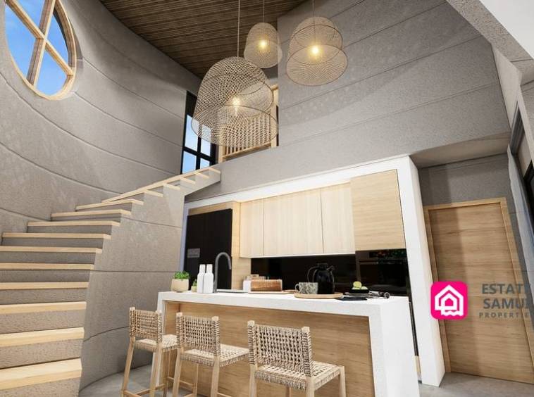 kitchen and staircase