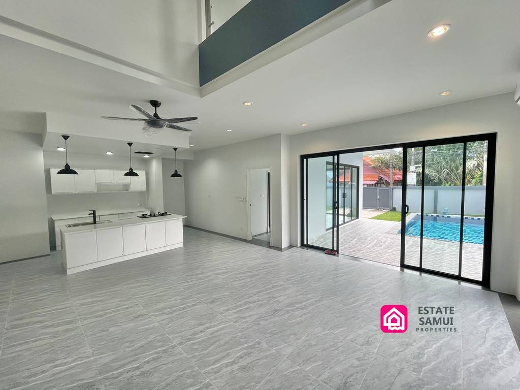 living room looking onto the pool