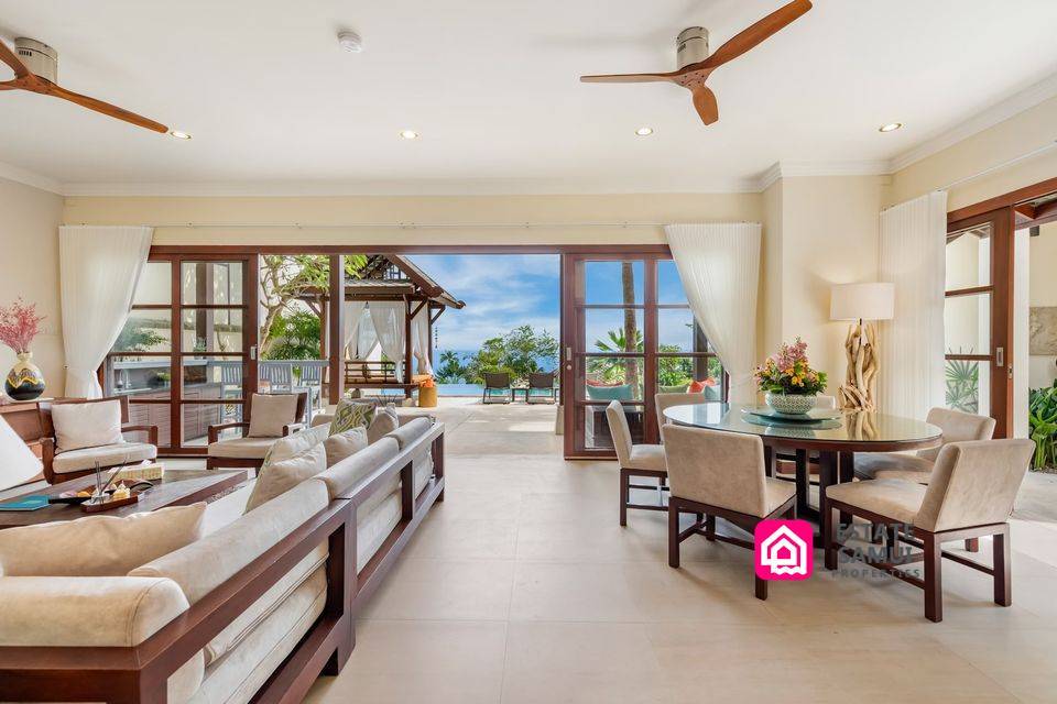 interior living area opening to ocean views