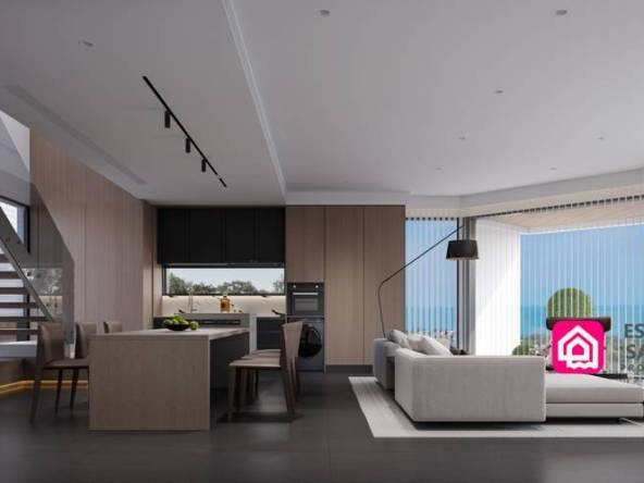 living area opening to pool and sea views