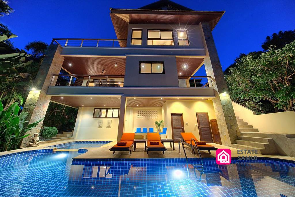 sea view oceanfront villa for sale, koh samui