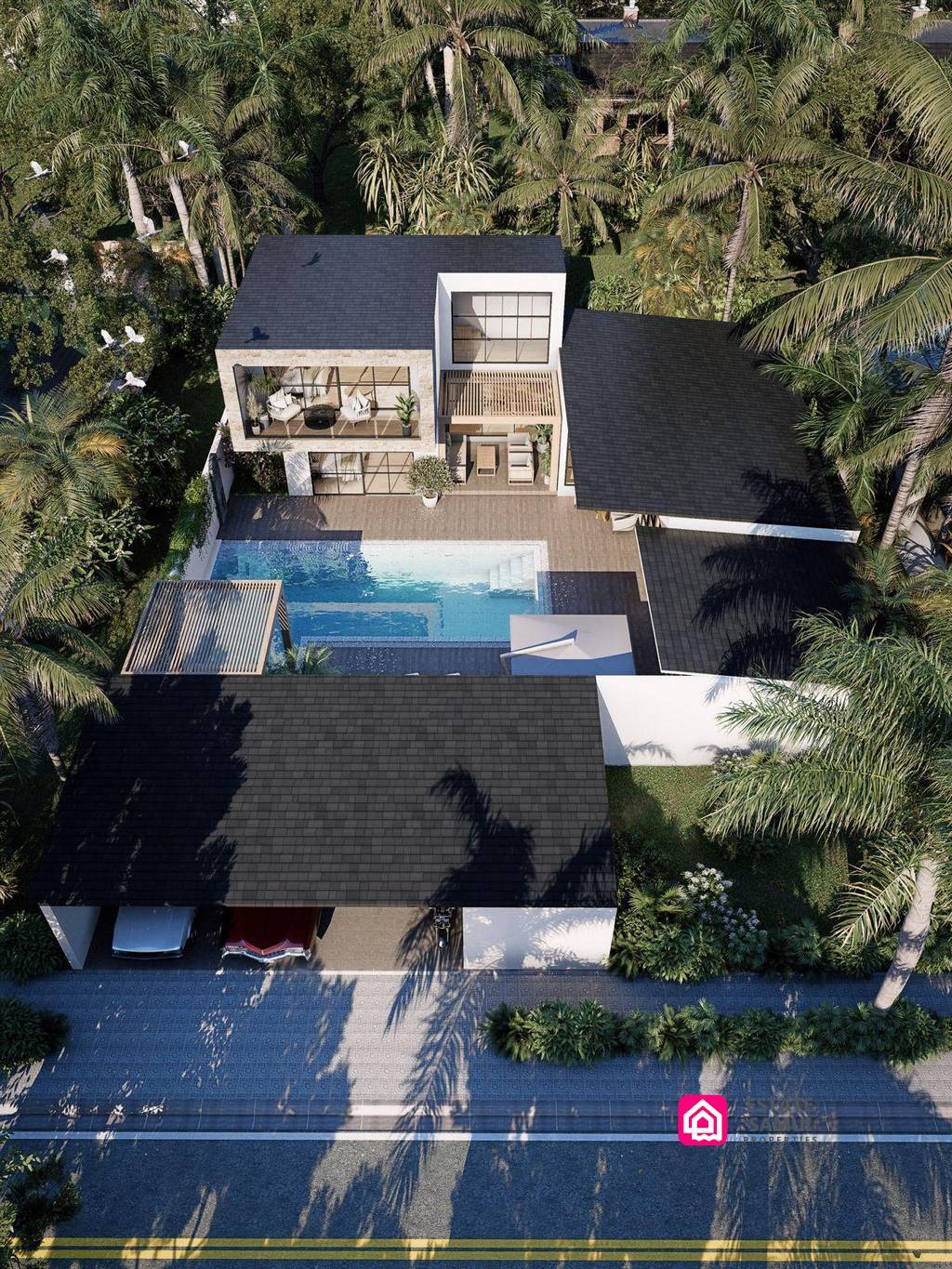 modern bangrak pool villas for sale, koh samui
