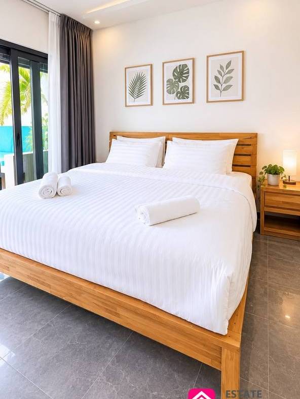 Comfortable bedroom with modern furnishings