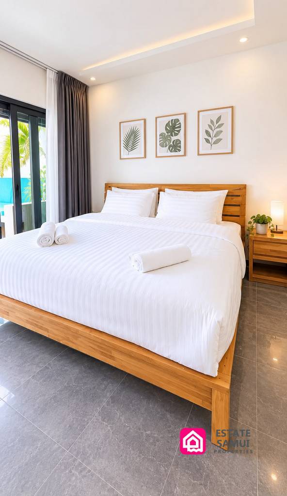 Comfortable bedroom with modern furnishings