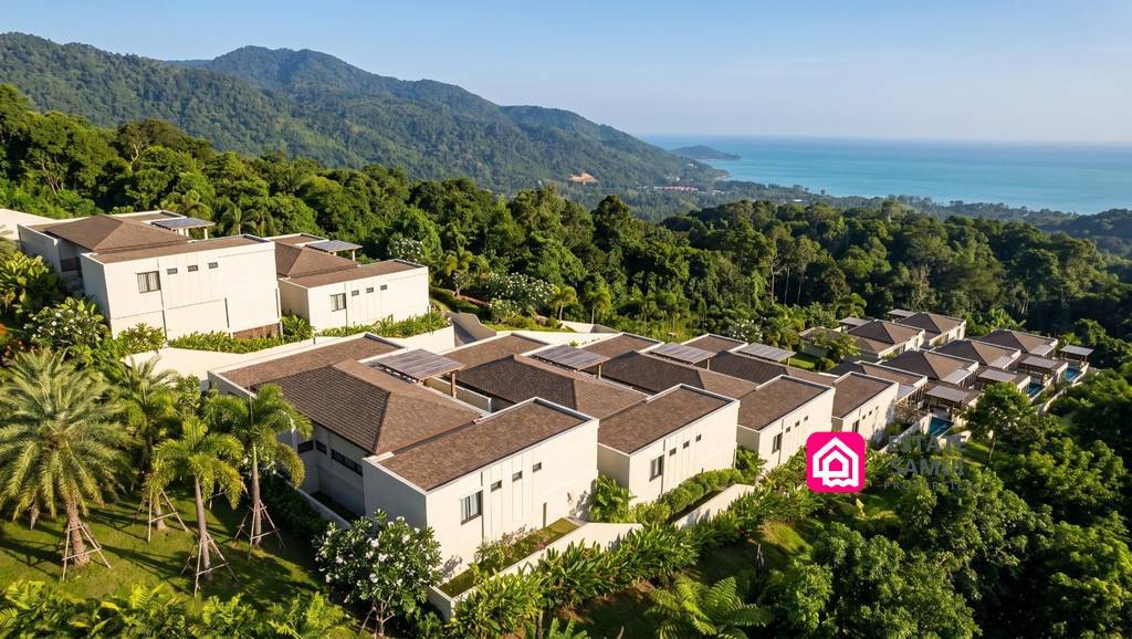 Elevated Lamai ocean view villas overlooking forest and coastline