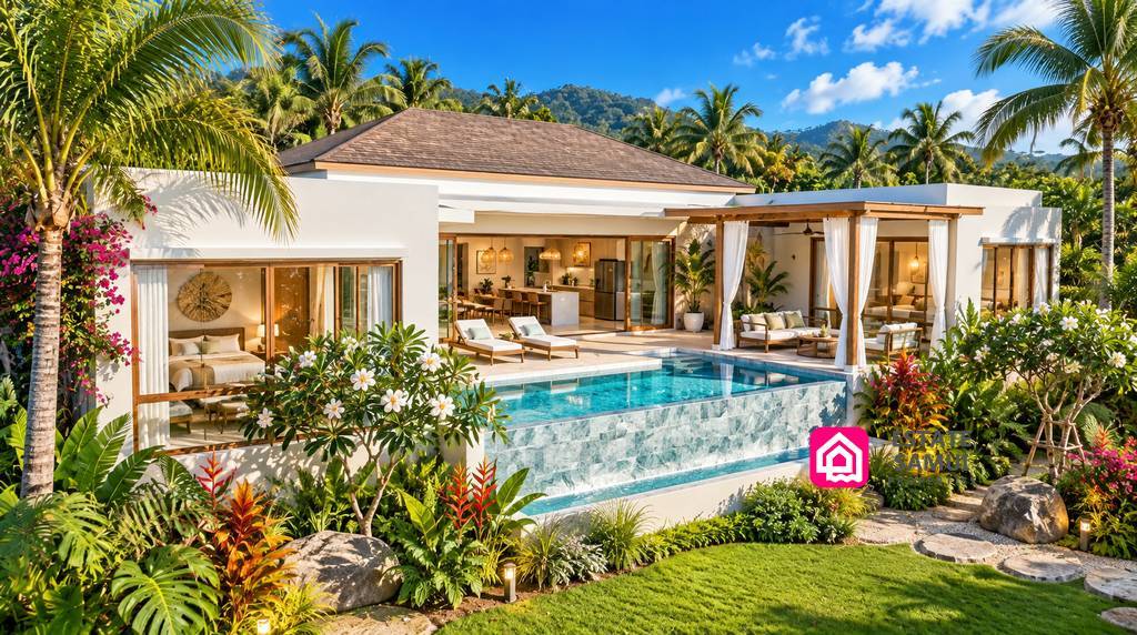Modern tropical villa with private pool and landscaped garden