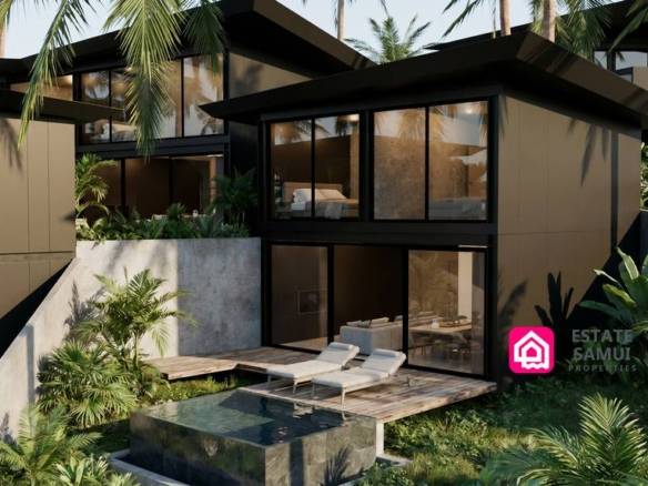 Modern Bophut loft villa with private pool and tropical planting