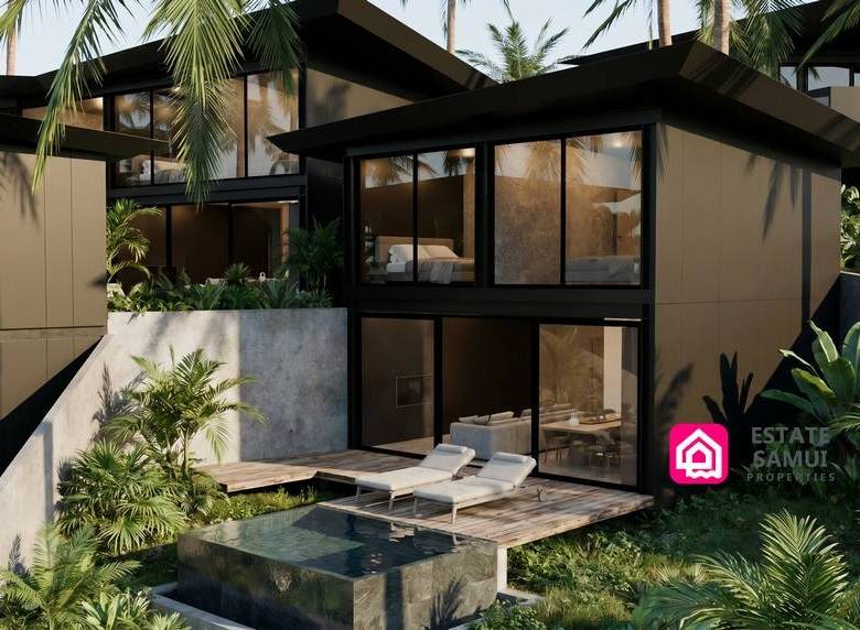 Modern Bophut loft villa with private pool and tropical planting