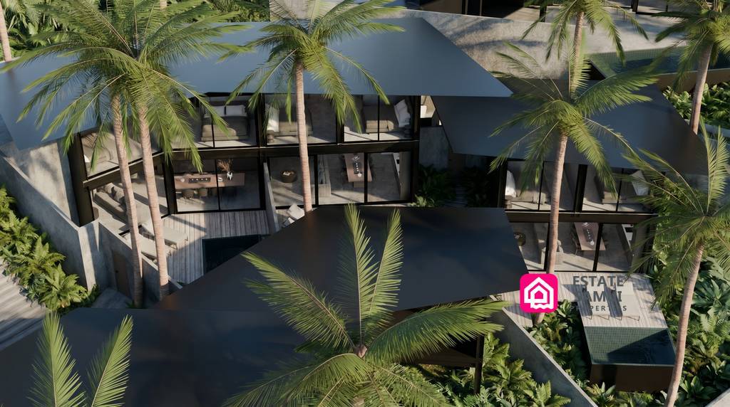 Aerial view of Bophut Loft Villas with private pools