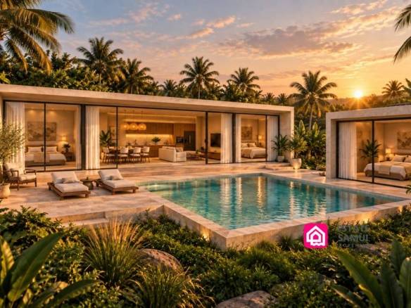 Kalifa Villas three-bedroom layout with private pool and tropical garden