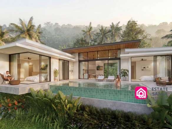 Sawasdee Plai Laem pool villa framed by tropical landscaping