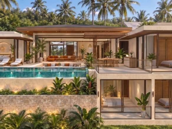Darin Sea View Villas exterior with private pool and split-level hillside design